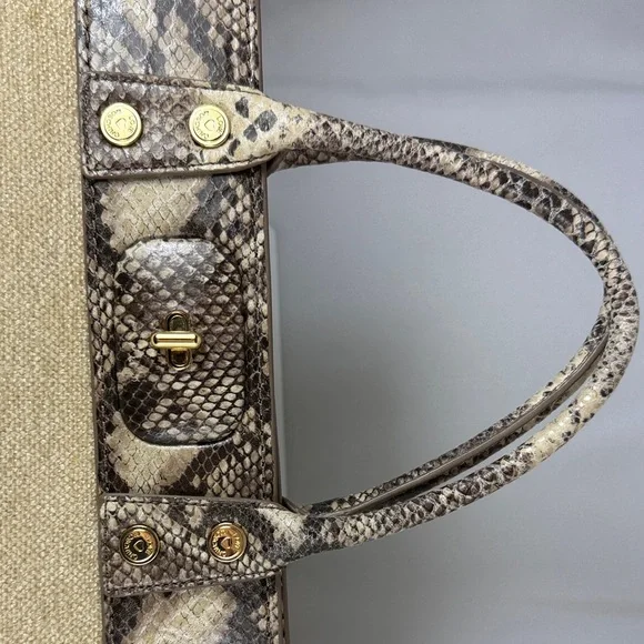 Love Moschino Brown and Cream Wool Snake Doctor Kelly Tote Satchel Bag - Picture 4 of 16